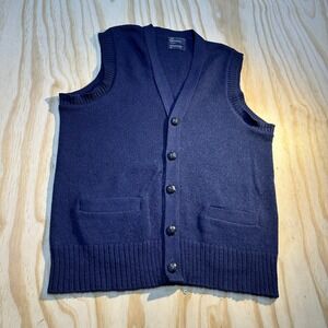 Vintage JCPenney The Mens Shop Navy Blue Knit Cardigan Vest Size M Button Front